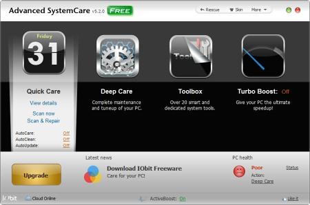 Главное окно Advanced SystemCare