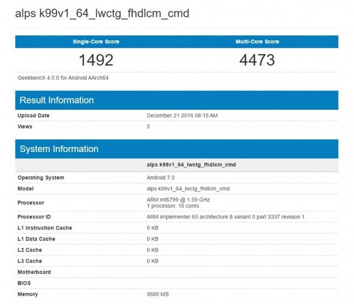 SoC MediaTek Helio X30 в тесте Geekbenhc пока демонстрирует низкие результаты