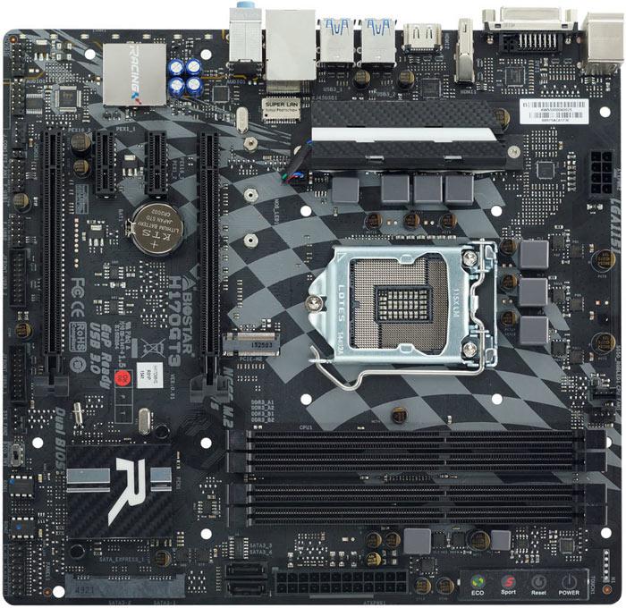 Системная плата Biostar Racing H170GT3 оснащена слотами PCIe M.2 и SATA Express