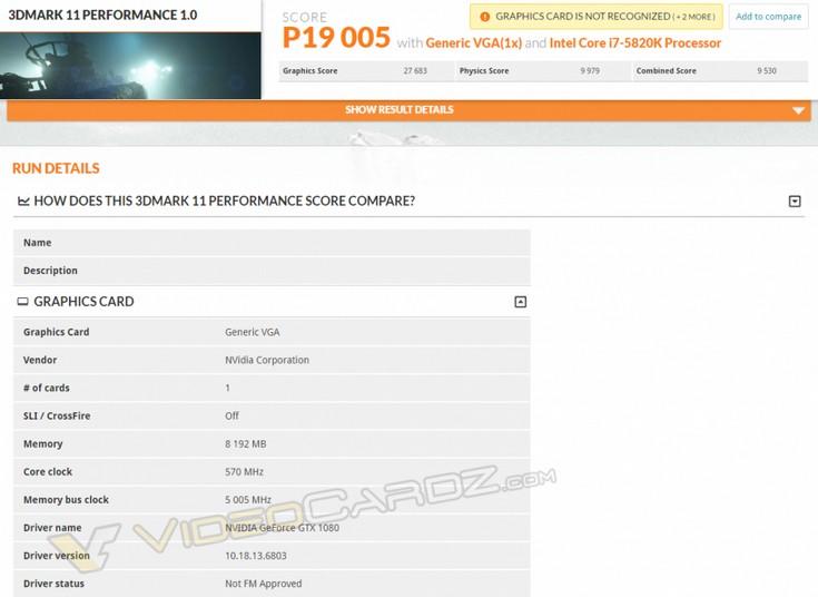 Видеокарта GeForce GTX 1080 протестирована в 3DMark