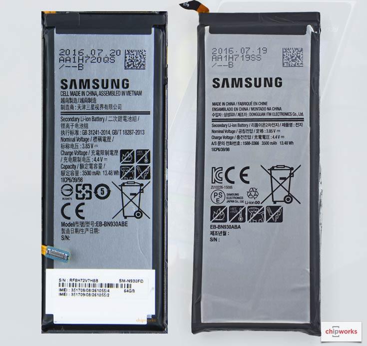 Специалисты Chipworks обнаружили в смартфоне Samsung Galaxy Note7 три камеры и аккумулятор вьетнамской сборки