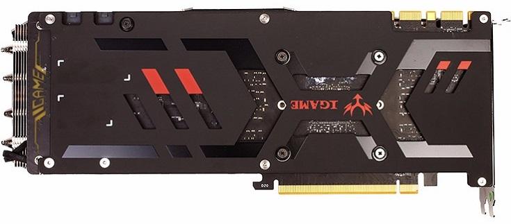 Ускоритель Colorful iGame GTX1080Ti Vulcan AD охлаждается тремя вентиляторами при повышении нагрузки