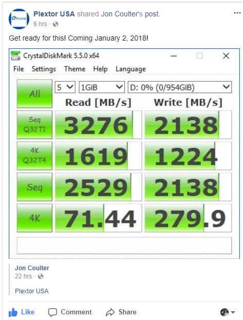 Твердотельные накопители Plextor M9Pe должны появиться на рынке в будущем году