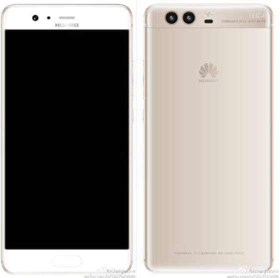  Изображение Huawei P10 Plus в золотом цвете демонстрирует смартфон с изогнутым дисплеем