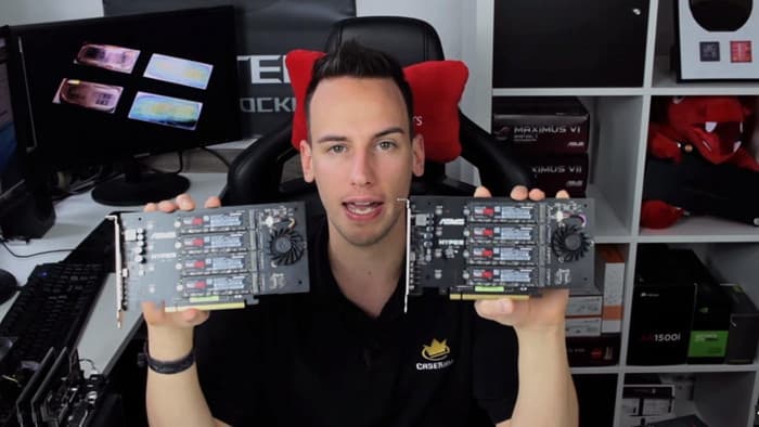 Для подключения SSD понадобились две карты расширения Asus Hyper M.2 x16