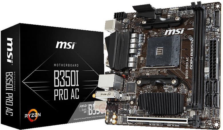 Системная плата MSI B350I Pro AC рассчитана на процессоры AMD в исполнении AM4