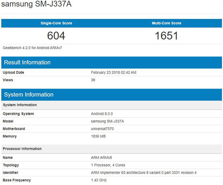 Samsung Galaxy J3 Pro 2018 засветился в бенчмарке Geekbench