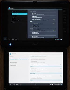 настройки браузера в Android 4.0 и 3.0