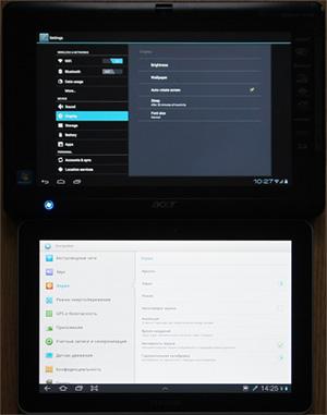 настройки экрана в Android 4.0 и 3.0