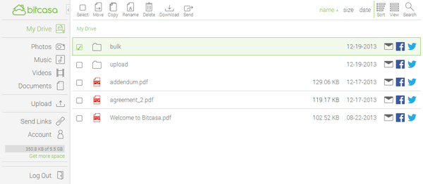 Веб-интерфейс Bitcasa