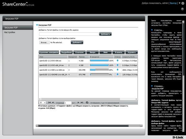 Интерфейс D-Link DNS-327L Интерфейс D-Link DNS-327L