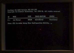FastTRAK BIOS startup screen