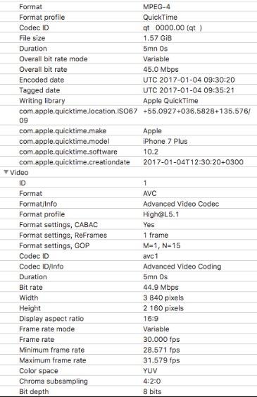 Скриншот программы Mediainfo