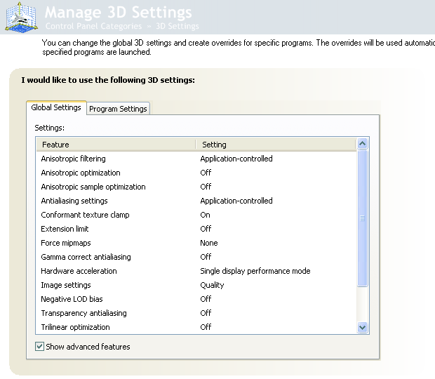 Manage 3D Settings